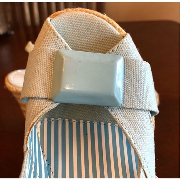 GITANO - NWT - L Sz 7.5 Lt. Blue Canvas Espadrilles. Jute-Wrapped 4” Heels CUTE - Picture 13 of 16